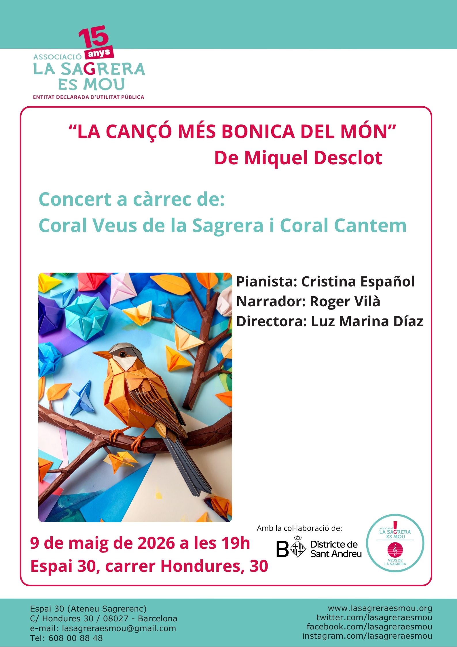 Cantata La cançó més bonica del món a càrrec de la coral Veus de la Sagrera i la coral cantem